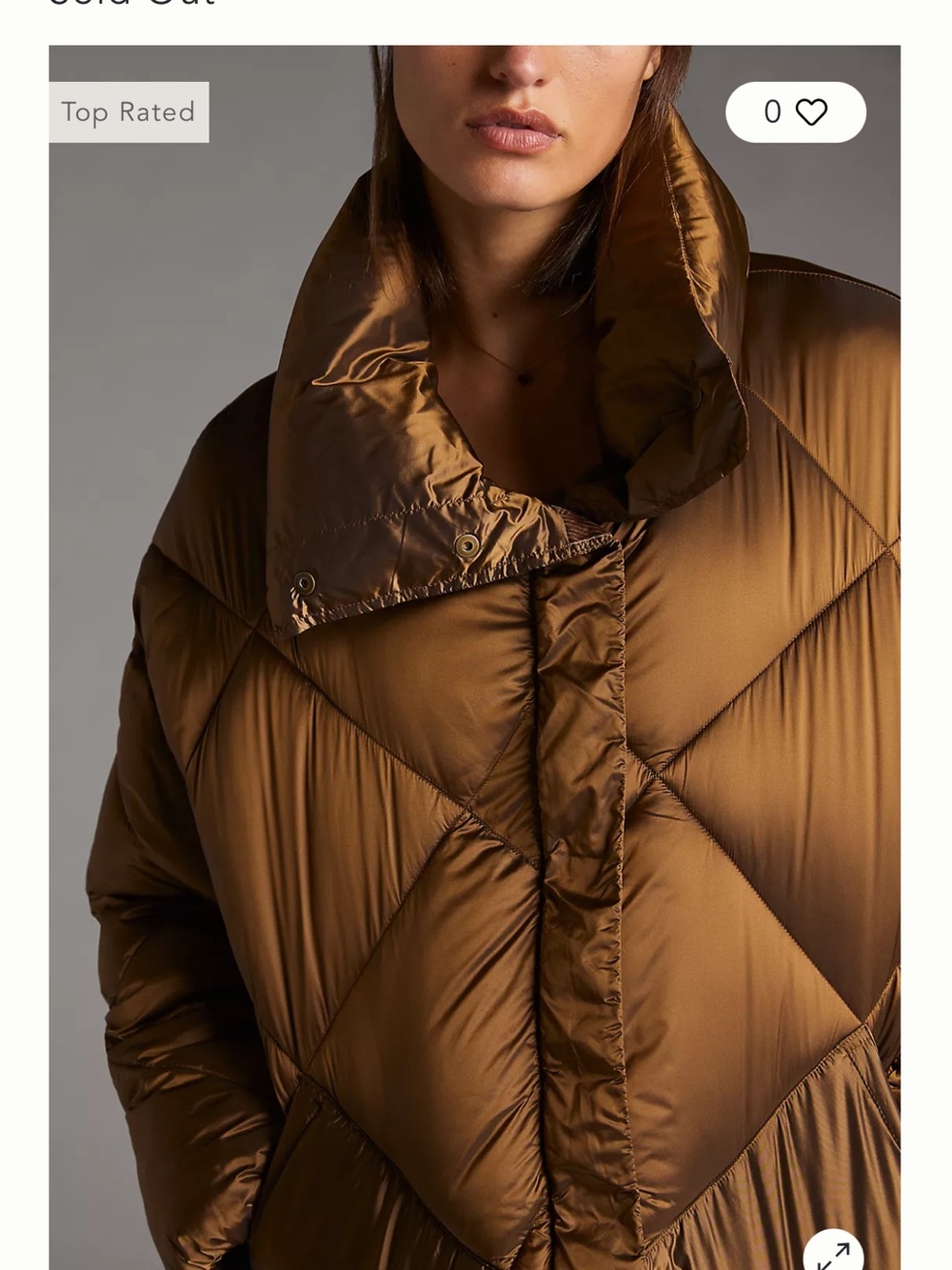 Womens Quilted Puffer Coat in Bronze